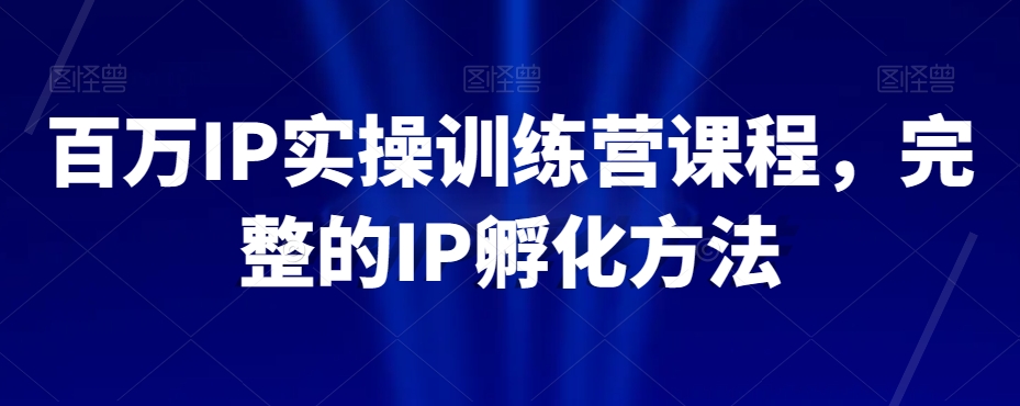百万IP实操训练营课程，完整的IP孵化方法-互联网资源大全网