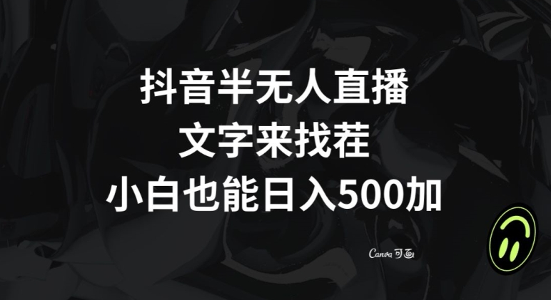 抖音半无人直播,文字来找茬小游戏,每天收益500+【揭秘】-互联网资源大全网