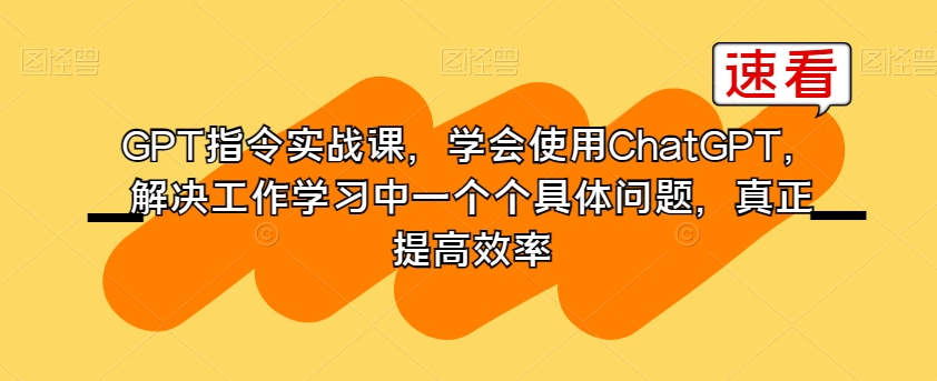 GPT指令实战课,学会使用ChatGPT,解决工作学习中一个个具体问题,真正提高效率-互联网资源大全网