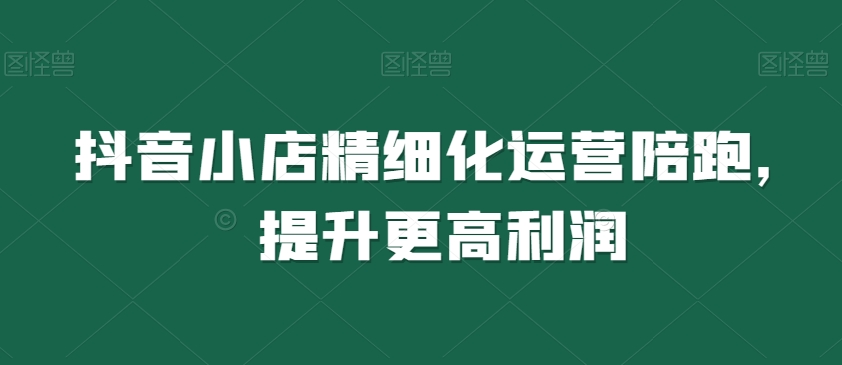 抖音小店精细化运营陪跑,提升更高利润-互联网资源大全网