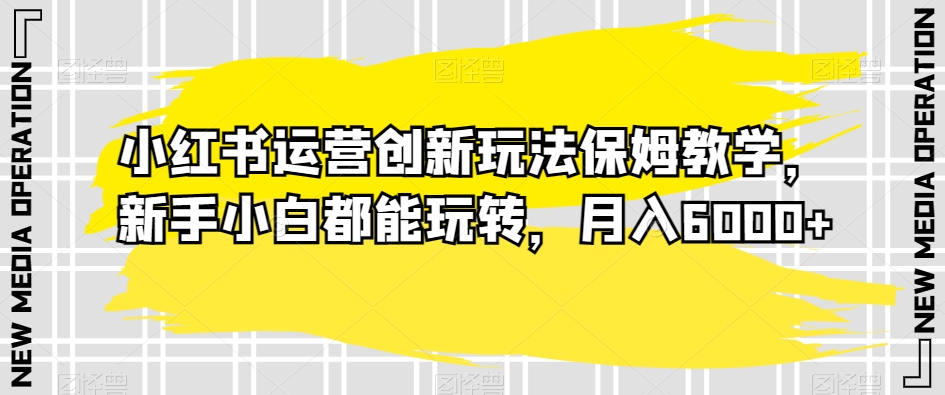小红书运营创新玩法保姆教学,新手小白都能玩转,月入6000+【揭秘】-第一资源库