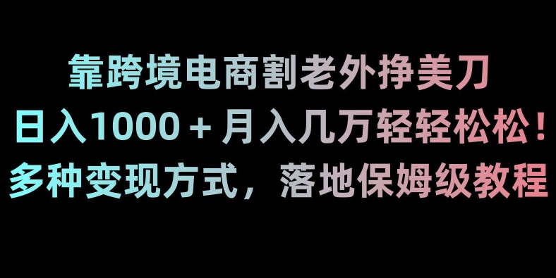 靠跨境电商割老外挣美刀,日入1000+月入几万轻轻松松!多种变现方式,落地保姆级教程【揭秘】-互联网资源大全网