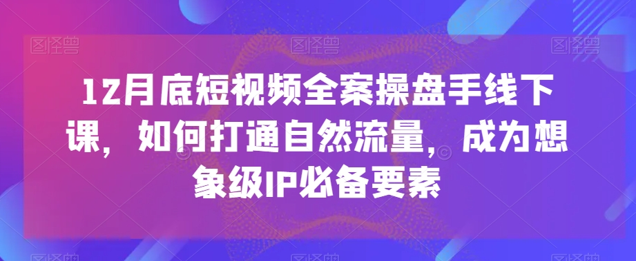 12月底短视频全案操盘手线下课,如何打通自然流量,成为想象级IP必备要素-互联网资源大全网