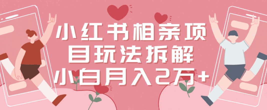 小红书相亲项目玩法拆解，有人通过这个副业项目做到了月收入2万多【揭秘】-互联网资源大全网