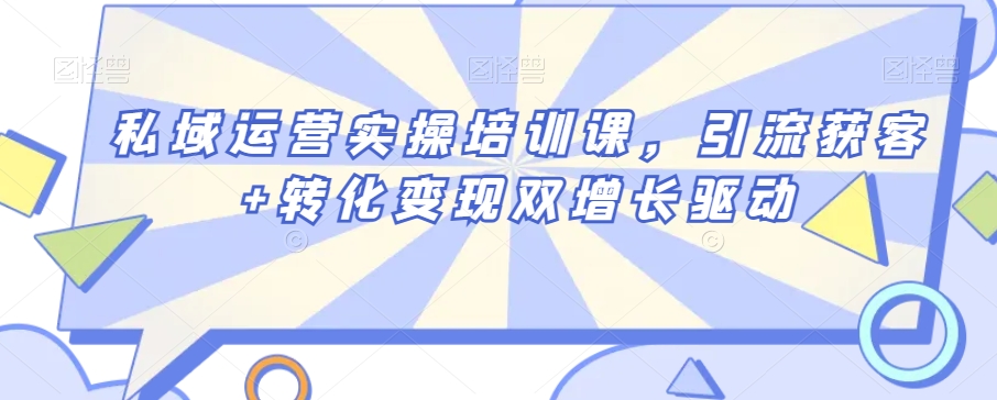 私域运营实操培训课,引流获客+转化变现双增长驱动-互联网资源大全网
