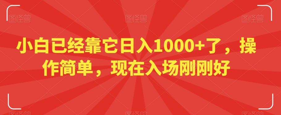 小白已经靠它日入1000+了,操作简单,现在入场刚刚好【揭秘】-互联网资源大全网