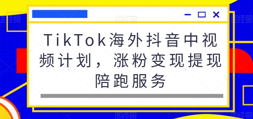 TikTok海外抖音中视频计划,涨粉变现提现陪跑服务-互联网资源大全网