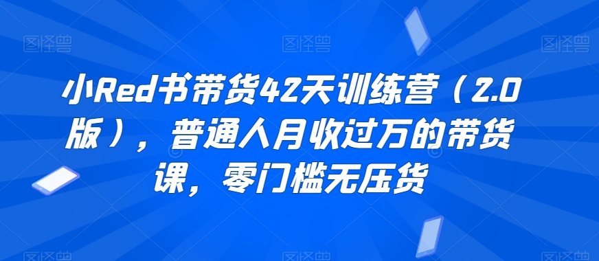 小Red书带货42天训练营(2.0版),普通人月收过万的带货课,零门槛无压货-互联网资源大全网