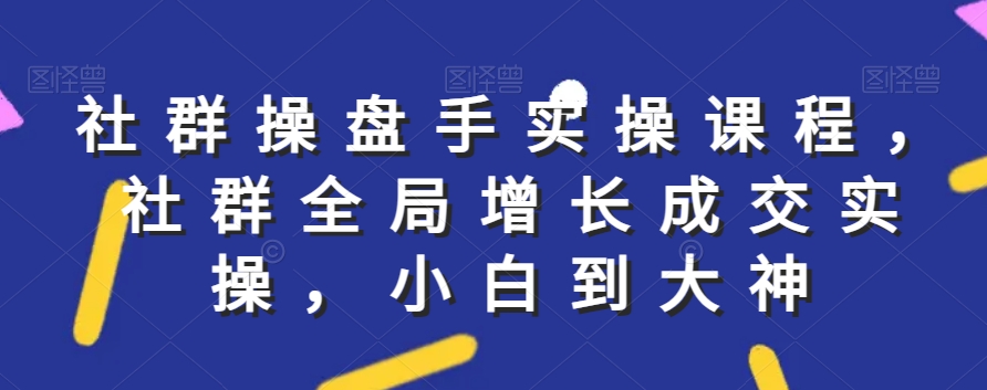 社群实操课程，社群全局增长成交实操，小白到大神-互联网资源大全网