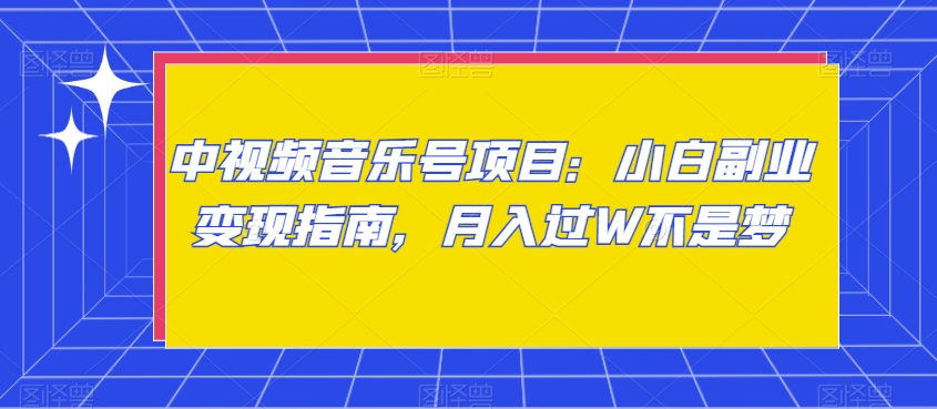 中视频音乐号项目:小白副业变现指南,月入过W不是梦【揭秘】-第一资源库