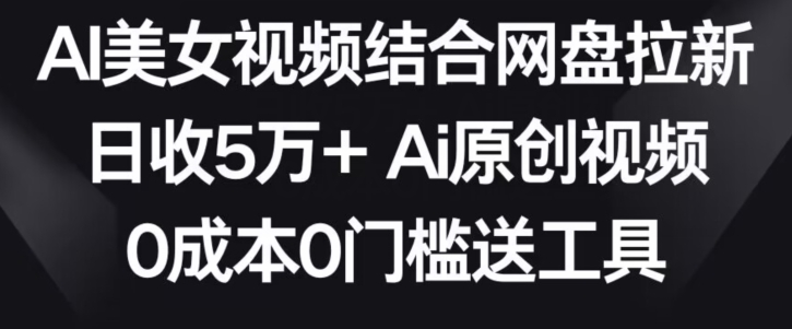 AI美女视频结合网盘拉新,日收5万+两分钟一条Ai原创视频,0成本0门槛送工具【揭秘】-互联网资源大全网