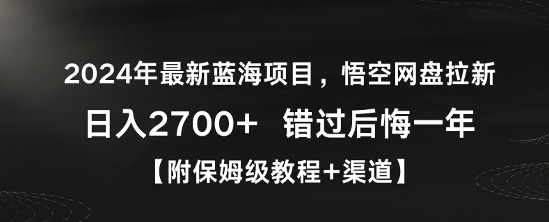 2024年最新蓝海项目,悟空网盘拉新,日入2700+错过后悔一年【附保姆级教程+渠道】【揭秘】-互联网资源大全网