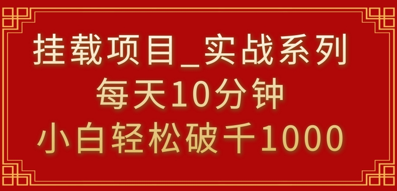 挂载项目，小白轻松破1000，每天10分钟，实战系列保姆级教程【揭秘】-互联网资源大全网