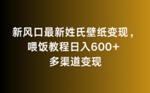 新风口最新姓氏壁纸变现,喂饭教程日入600+【揭秘】-互联网资源大全网