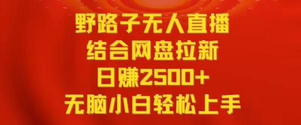 野路子无人直播结合网盘拉新,日赚2500+,小白无脑轻松上手【揭秘】-互联网资源大全网