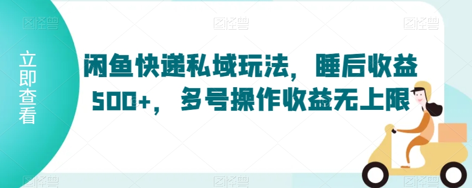 闲鱼快递私域玩法,睡后收益500+,多号操作收益无上限【揭秘】-互联网资源大全网
