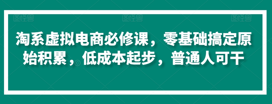 淘系虚拟电商必修课，零基础搞定原始积累，低成本起步，普通人可干-互联网资源大全网