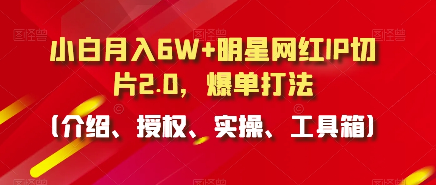 小白月入6W+明星网红IP切片2.0,爆单打法(介绍、授权、实操、工具箱)【揭秘】-互联网资源大全网
