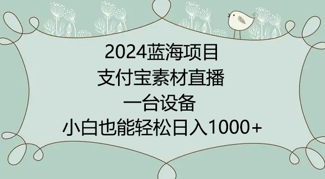 2024年蓝海项目,支付宝素材直播,无需出境,小白也能日入1000+ ,实操教程【揭秘】-互联网资源大全网