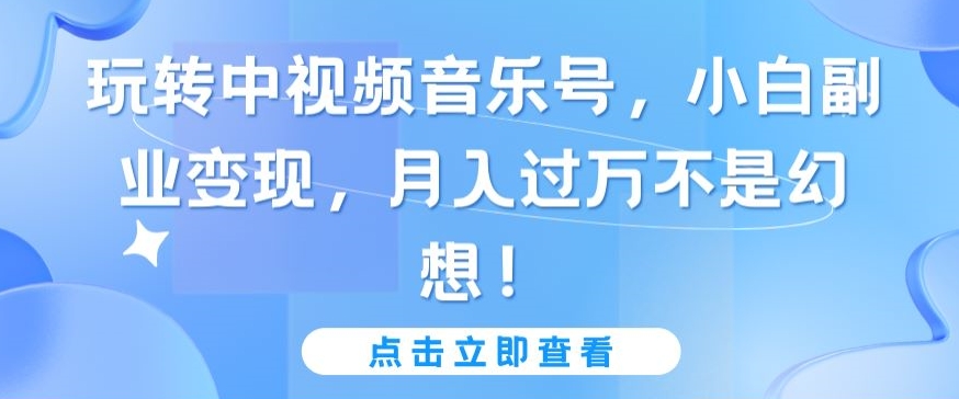 玩转中视频音乐号,小白副业变现,月入过万不是幻想【揭秘】-互联网资源大全网