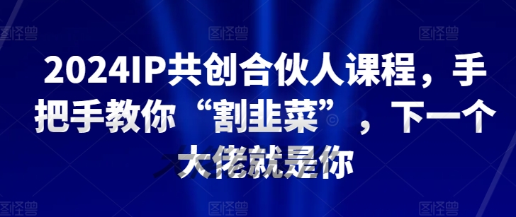 2024IP共创合伙人课程,手把手教你“割韭菜”,下一个大佬就是你-第一资源库