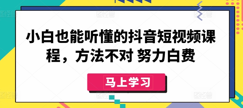 小白也能听懂的抖音短视频课程,方法不对 努力白费-互联网资源大全网