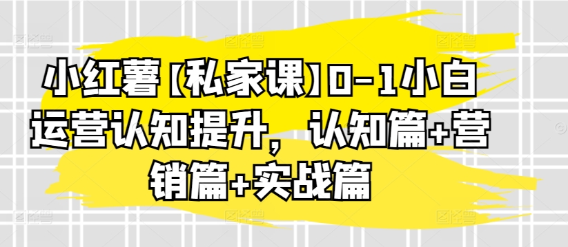 小红薯【私家课】0-1小白运营认知提升,认知篇+营销篇+实战篇-互联网资源大全网