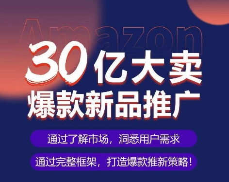 亚马逊·30亿大卖爆款新品推广,可复制、全程案例实操的爆款推新SOP-互联网资源大全网