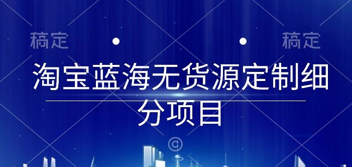 淘宝蓝海无货源定制细分项目,从0到起店实操全流程【揭秘】-第一资源库