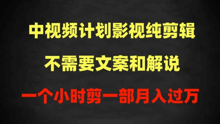 中视频计划影视纯剪辑,不需要文案和解说,一个小时剪一部,100%过原创月入过万【揭秘】-互联网资源大全网