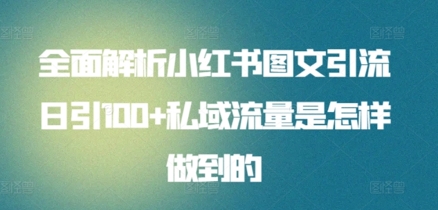 全面解析小红书图文引流日引100+私域流量是怎样做到的【揭秘】-互联网资源大全网