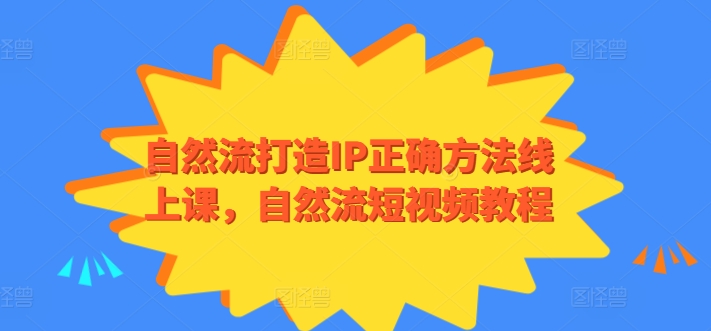 自然流打造IP正确方法线上课，自然流短视频教程-互联网资源大全网