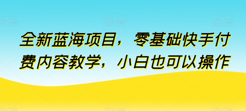 全新蓝海项目，零基础快手付费内容教学，小白也可以操作【揭秘】-互联网资源大全网