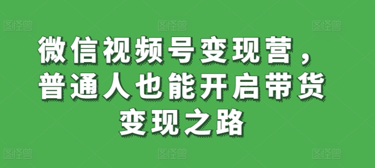 微信视频号变现营,普通人也能开启带货变现之路-互联网资源大全网