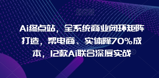 Ai终点站，全系统商业闭环矩阵打造，帮电商、实体降70%成本，12款Ai联合深度实战-互联网资源大全网
