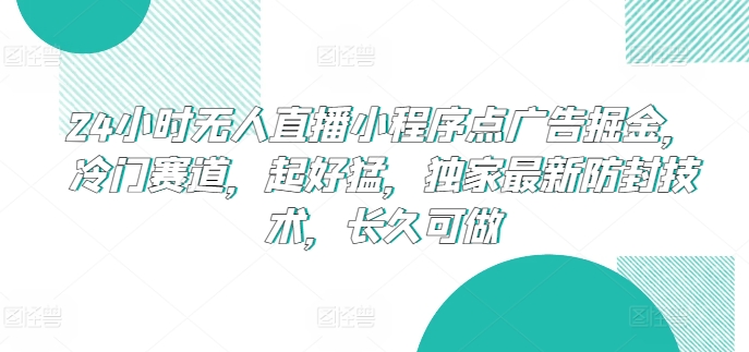 24小时无人直播小程序点广告掘金，冷门赛道，起好猛，独家最新防封技术，长久可做【揭秘】-互联网资源大全网