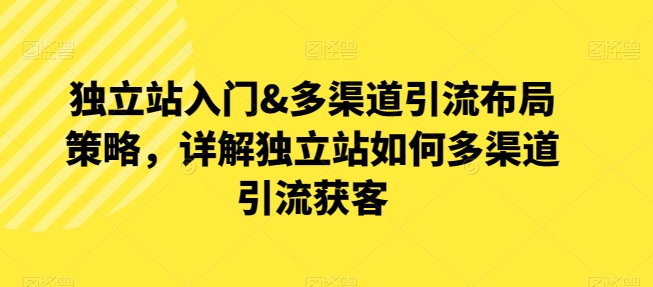 独立站入门&多渠道引流布局策略，详解独立站如何多渠道引流获客-互联网资源大全网