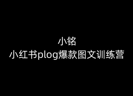 小铭-小红书plog爆款图文训练营,教你从0-1做小红书-互联网资源大全网