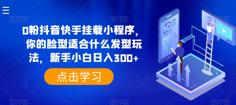 0粉抖音快手挂载小程序，你的脸型适合什么发型玩法，新手小白日入300+【揭秘】-互联网资源大全网