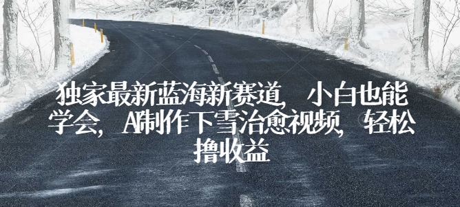 独家最新蓝海新赛道,小白也能学会,AI制作下雪治愈视频,轻松撸收益【揭秘】-互联网资源大全网