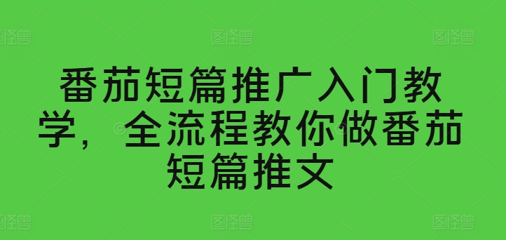 番茄短篇推广入门教学，全流程教你做番茄短篇推文-互联网资源大全网