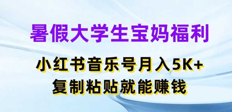 暑假大学生宝妈福利,小红书音乐号月入5000+,复制粘贴就能赚钱【揭秘】-第一资源库