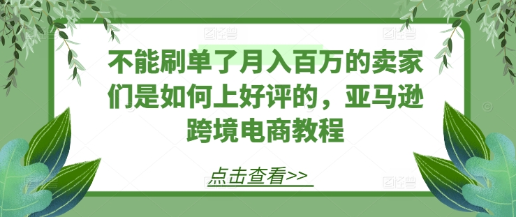 不能刷单了月入百万的卖家们是如何上好评的,亚马逊跨境电商教程-互联网资源大全网
