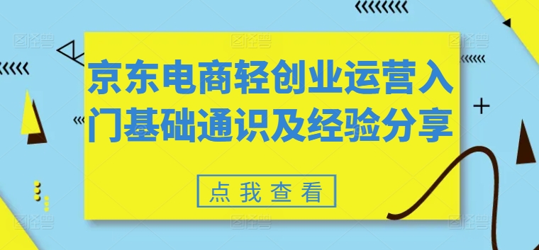 京东电商轻创业运营入门基础通识及经验分享-互联网资源大全网