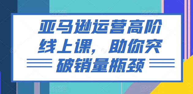 亚马逊运营高阶线上课,助你突破销量瓶颈-第一资源库