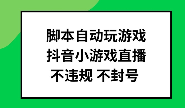 脚本自动玩游戏,抖音小游戏直播,不违规不封号可批量做【揭秘】-互联网资源大全网