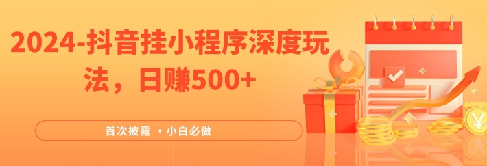 2024全网首次披露,抖音挂小程序深度玩法,日赚500+,简单、稳定,带渠道收入,小白必做【揭秘】-互联网资源大全网