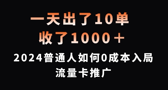 一天出了10单,收了1000+,2024普通人如何0成本入局流量卡推广【揭秘】-互联网资源大全网