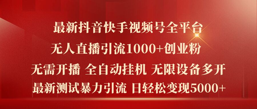 最新抖音快手视频号全平台无人直播引流1000+精准创业粉,日轻松变现5k+【揭秘】-互联网资源大全网