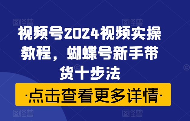 视频号2024视频实操教程,蝴蝶号新手带货十步法-互联网资源大全网